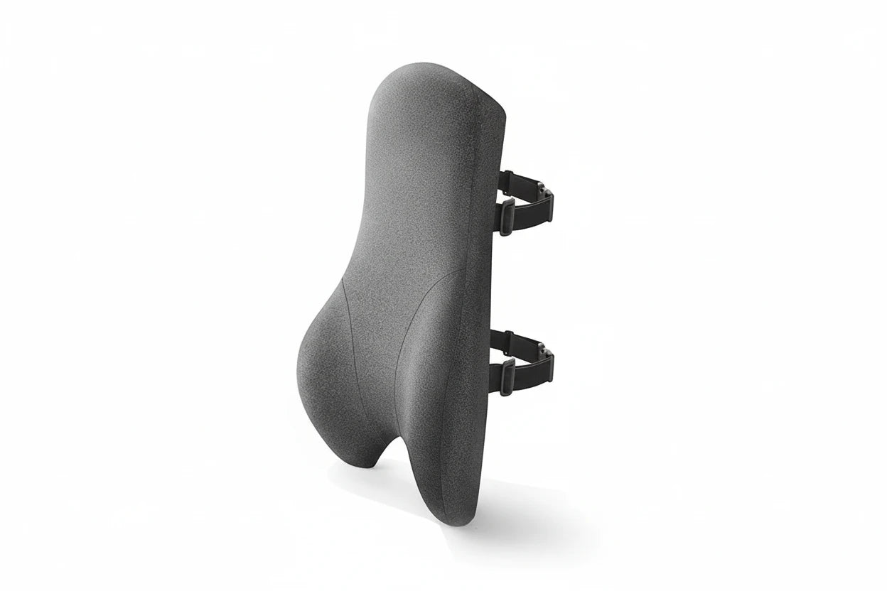 Ergonomisches Lendenstützkissen für Bürostühle, Sessel oder Relaxstühle. Unterstützt die Wirbelsäule, verbessert die Sitzhaltung und sorgt dank atmungsaktivem, abnehmbarem Bezug für komfortables, hygienisches Sitzen