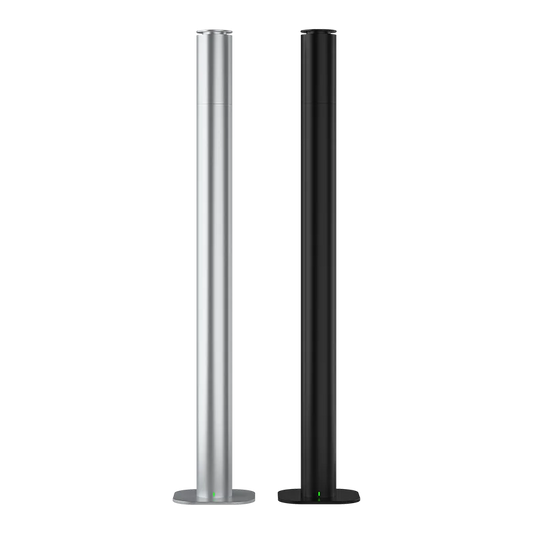 Kabelloser Tower Aroma Diffuser mit wasserloser Technologie für intensive, reine Duftverteilung. Passend für 120-ml-Ölflaschen, leise, effizient und im eleganten Aluminium-Design – ideal für Zuhause, Büro, Hotel oder Spa.