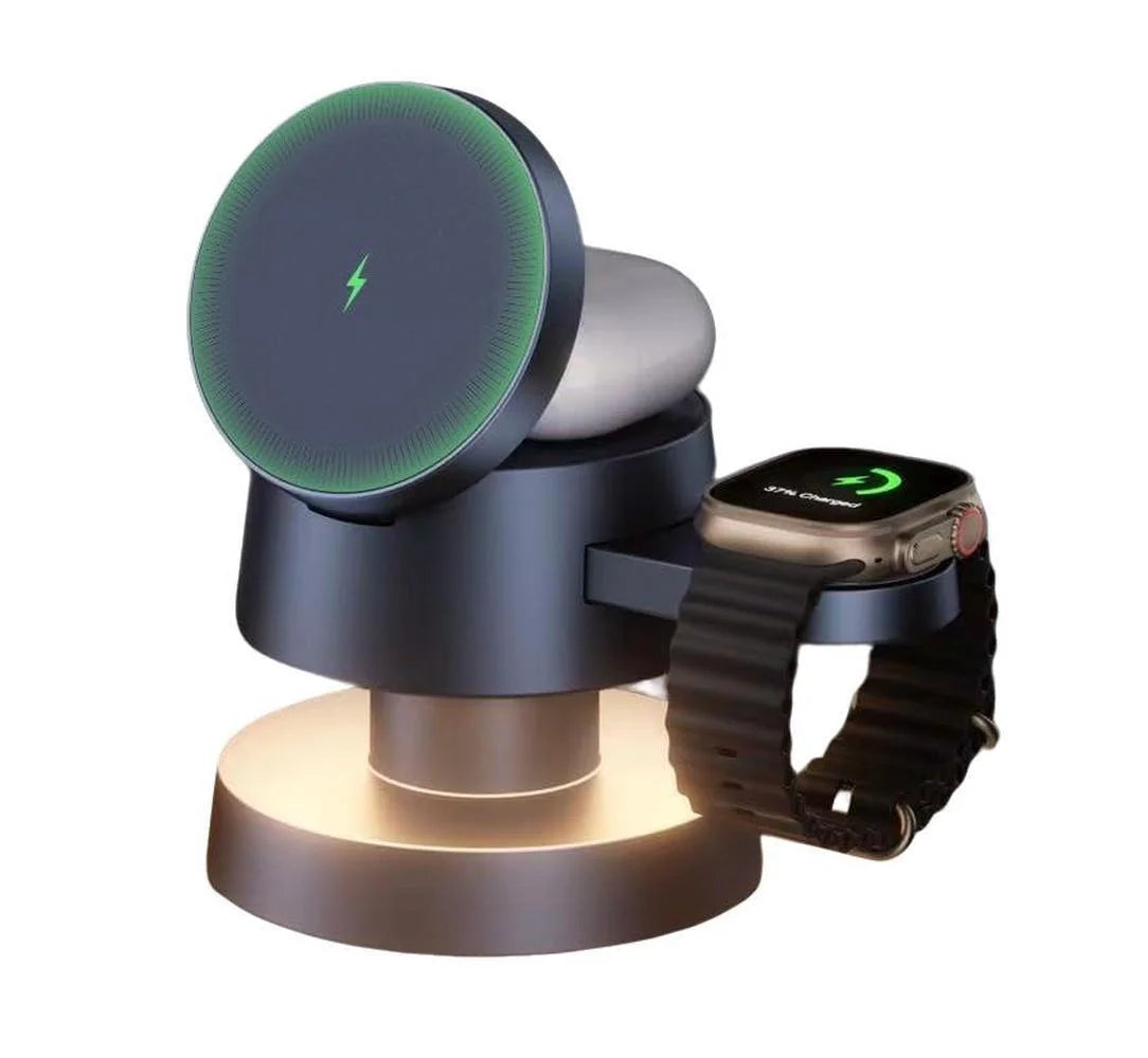 15W Magnetisches Wireless Charger mit Nachtlicht für iPhone, Apple Watch & AirPods