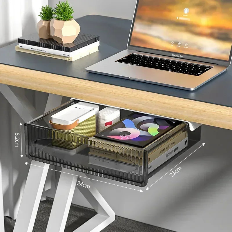 Ausziehbare Untertisch-Schublade für mehr Stauraum und einen aufgeräumten Arbeitsplatz im Homeoffice oder Büro. Die platzsparende Montage unter der Tischplatte schafft versteckten Stauraum für Stifte, Kabel, Ladegeräte und Zubehör, ohne Arbeitsfläche zu verlieren. Praktisch, robust und ideal für eine organisierte Schreibtischumgebung.