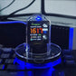 Moderne Smart-Uhr im Nixie-Tube-Stil mit futuristischem Cyberpunk-Design. Zeigt Uhrzeit, Datum und Wetter automatisch per WLAN, mit animierten Effekten, Nachtmodus und individueller Anpassung – ein stylischer Hingucker für Home Office und Schreibtisch