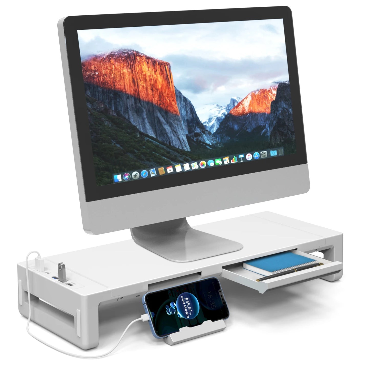 Monitorständer mit Schublade – Höhenverstellbarer & faltbarer Desktop Riser