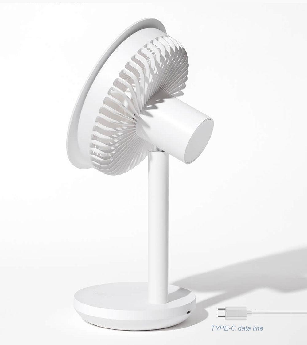 Mobiler Schreibtisch Ventilator mit integriertem Licht und wiederaufladbarem Akku (4000mAh) um 60 Grad drehbar - Smarter Home Office - Home Office Zubehör und Ausstattung für Remote Arbeiter