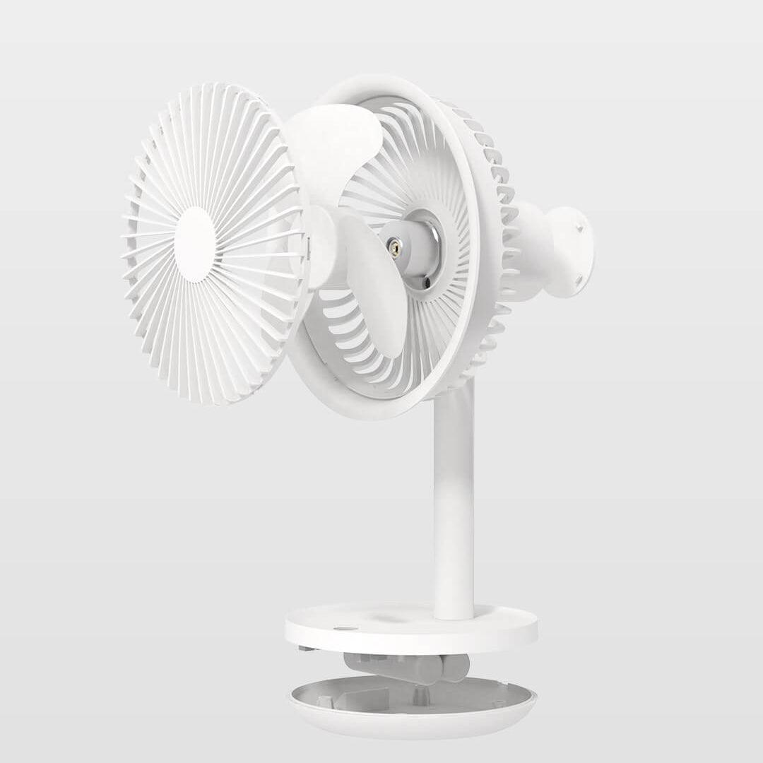 Mobiler Schreibtisch Ventilator mit integriertem Licht und wiederaufladbarem Akku (4000mAh) um 60 Grad drehbar - Smarter Home Office - Home Office Zubehör und Ausstattung für Remote Arbeiter