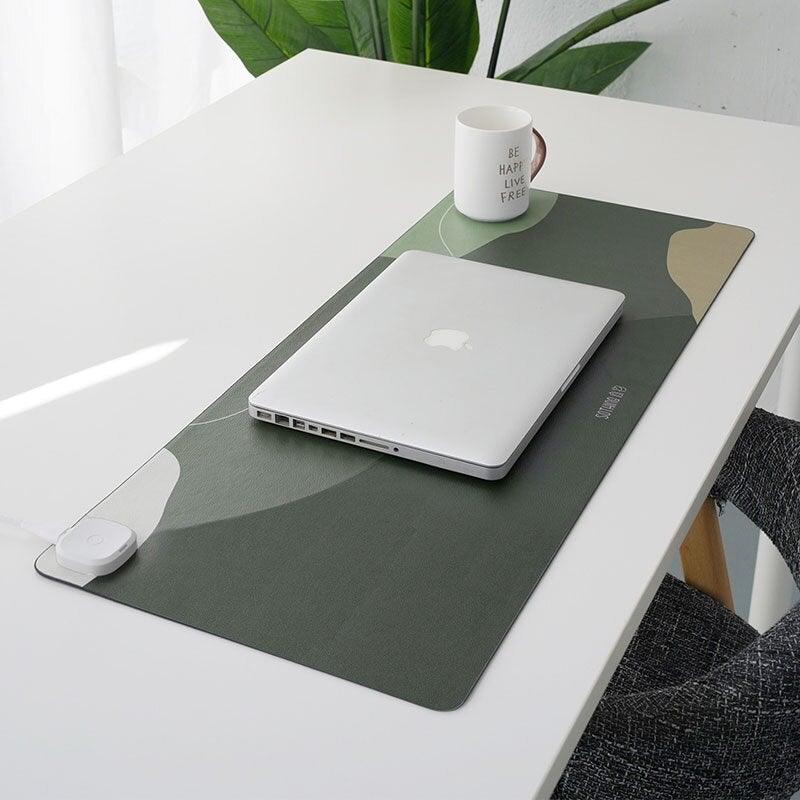 Smarte beheizte Schreibtischunterlage / Mauspad aus Leder, vegan - Smarter Home Office - Smartes Arbeiten im Home Office und Unterwegs