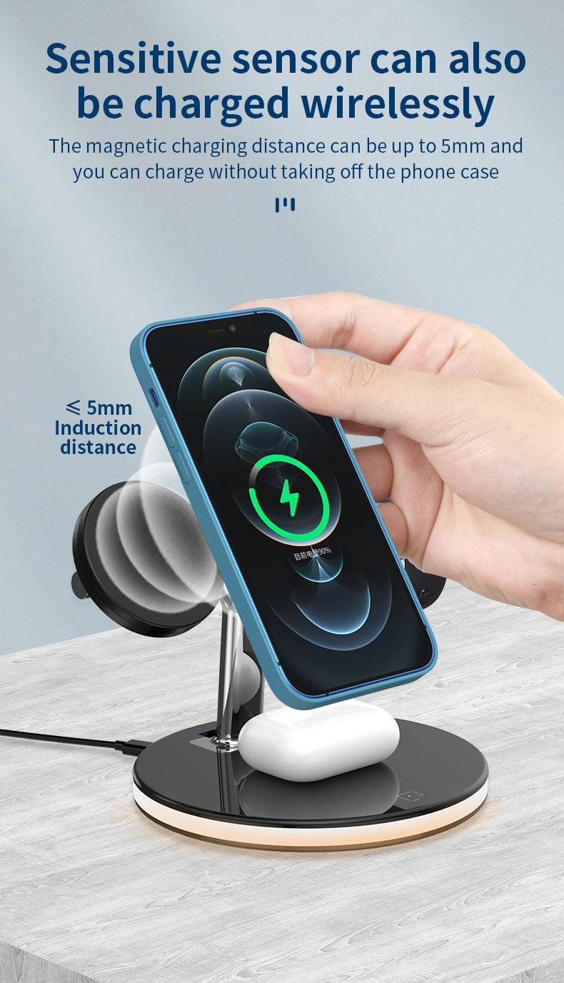 3-in-1 drahtlose Schnell Ladestation für MagSafe Apple iPhone 12/13, Watch und AirPods Pro - Smarter Home Office - Smartes Arbeiten im Home Office und Unterwegs