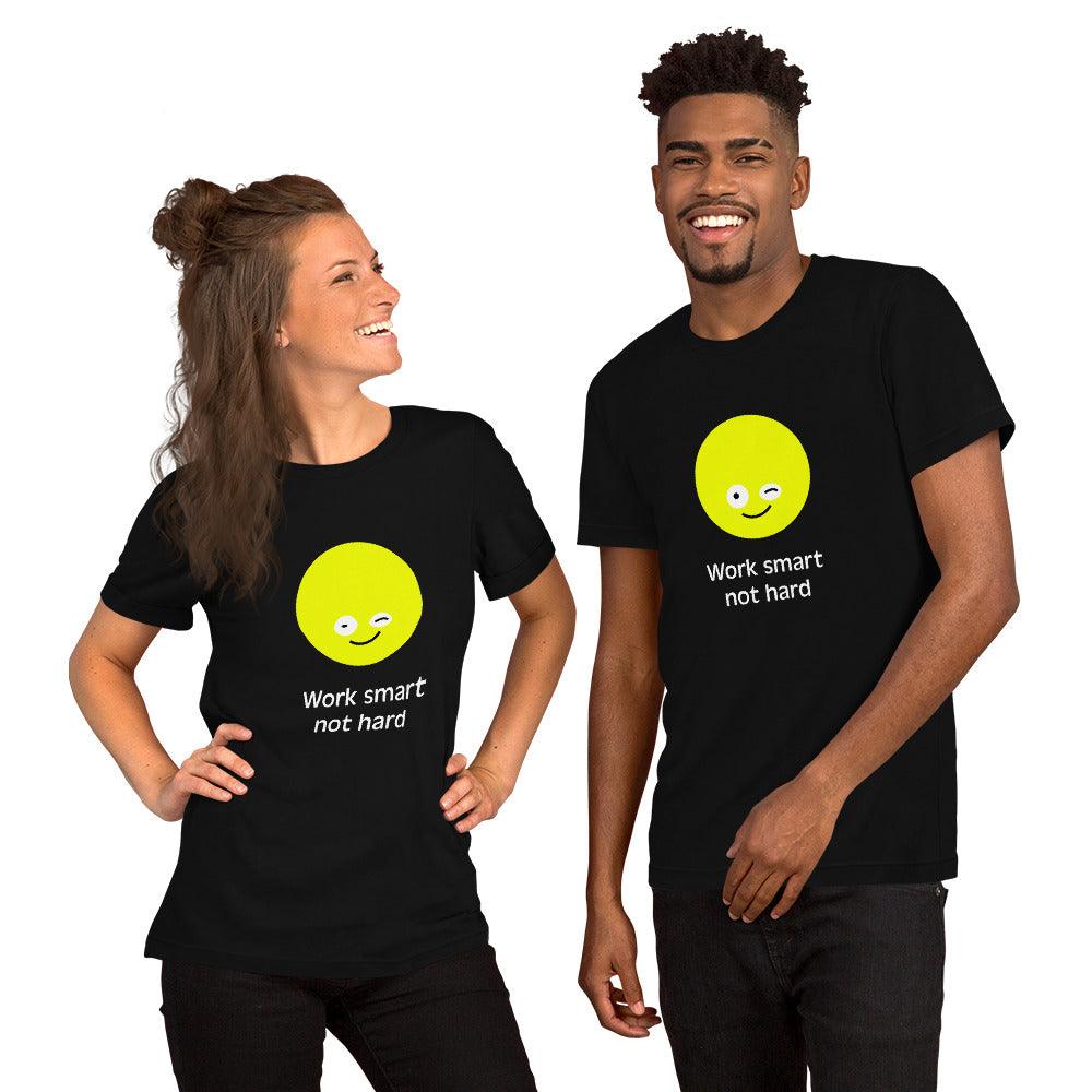 Kurzärmeliges Unisex-T-Shirt "Work smart not hard" Black Edition - Smarter Home Office - Smartes Arbeiten im Home Office und Unterwegs